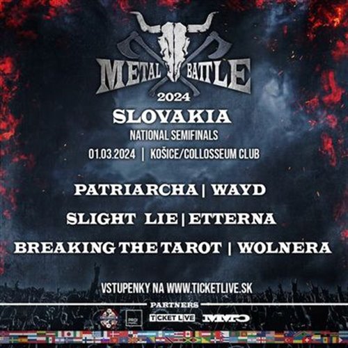 Wacken Metal Battle Slovakia 2024: WOLNERA, BREAKING THE TAROT, ETTERNA, SLIGHT LIE, WAYD,PATRIARCHA - Koice, Collosseum  1. marca 2024