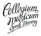COLLEGIUM MUSICUM - Speak, Memory